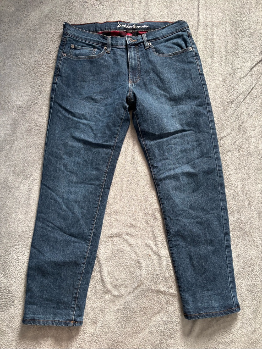Eddie Bauer Flannel Lined Jeans Mens 32x30 Blue Straight Leg Denim Pants Warm